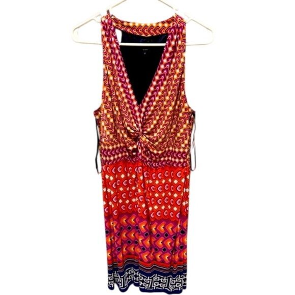Laundry By Shelli Segal Striped Multicolor Geometric Sleeveless Lined Maxi Dress - Picture 1 of 9